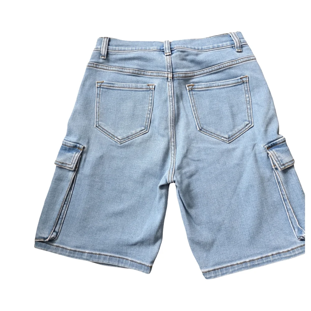 Encore Jeans Light Blue Denim Cargo Shorts - Picture 2 of 6